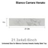 Engineered Marble Stone Bathroom Sink Side Splash - Bianco Carrara Wenato - Image 5