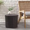 Barrel Side Table With Handcrafted Details - Brown - Image 8