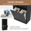 Stylish Bathroom Storage Cabinet With 2 Laundry Baskets And Drawer - Black - Image 9