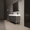 Deluxe 60" Freestanding Bathroom Vanity With Resin Double Sink - Dark Oak - Image 5