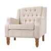 Accent Chair, Living Room Chair, Footrest Chair Set With Vintage Brass Studs, Button Tufted Upholstered Armchair For Living Room, Comfy Reading Chair For Bedroom, Reception Room - Beige - Image 24