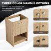 Modern Freestanding Bathroom Vanity With 2 Soft Closing Doors, Excluding Sink - Oak - Image 8