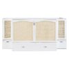 Full Size Murphy Wall Bed With Drawer And Rattan Decoration - White - Image 9