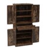 4 Door Cabinet With 1 Drawer, With 4 Adjustable Inner Shelves, Storage Cabinet - Natural - Image 12