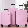3 Piece Luggage Sets Lightweight Suitcase With Two Hooks, Spinner Wheels, (20/24/28) - Pink - Image 2