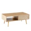 41.34" Rattan Coffee Table, Sliding Door For Storage, Solid Wood Legs, Modern Table For Living Room - Natural - Image 7
