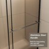 Glass Shower Door, Shower Sliding Door Walk In Shower Screen Dual Usage, 1 / 4" Thick Glass Panel With Stainless Steel Handle, Supporting Bar - Black - Image 7