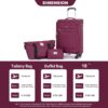 3 Piece Set (18/Travelbag /Toiletry Bag), Softshell Suitcase Spinner Wheels Terylene Polyester Luggage Sets Carry On Suitcase Luggage Lightweight Durable Suitcase - Wine Red - Image 3
