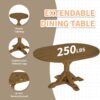 Topmax - 6 Piece Farmhouse Extendable Pedestal Dining Table Set With Removable Leaf, Bench And 4 Ladder Back Dining Chairs - Dark Brown - Image 4