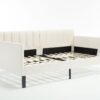 Elena - Twin Upholstered Daybed, Ribbed Tufted Backrest - Beige - Image 3
