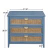 3 Drawer Cabinet Natural Rattan Suitable For Bedroom - Blue - Image 3