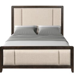 Queen Upholstered Headboard & Footboard With Traditional Styling - Beige