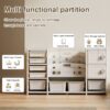 Kids Toy Storage Organizer With 8 Removable Toy Bins, 4 Tier Bookshelf, And 2 Cabinet Storage - Gray / Ivory - Image 4