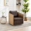 Swivel Barrel Chair, Comfy Round Accent Sofa Chair For Living Room, 360 Degree Swivel - Brown - Image 2