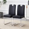 (Set of 4) Thickened Dining Chairs With Built In Spring Packages And Ergonomic Design Perfectly Blending Comfort And Elegance - Black - Image 5