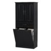 Stylish Bathroom Storage Cabinet With 2 Laundry Baskets And Drawer - Black - Image 12