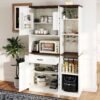 Farmhouse Kitchen Pantry Sideboard With Cabinet And Drawer, Multi Functional Kitchen Buffet With Hutch And Glass Holder, Microwave Stand With Charging Station - Brown / Antique White - Image 6