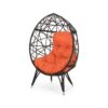 Outdoor Wicker Teardrop Chair With Cushion - Orange / Brown - Image 6