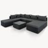 8 Pieces Outdoor Patio Furniture Sets, Garden Conversation Wicker Sofa Set, Single Sofa Combinable - Gray / Black - Image 7