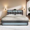 Full Size Upholstered Platform Bed With A Hydraulic Storage System, LED And USB Charging (Without Mattress) - Gray - Image 6