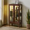 Curio Cabinet Lighted Curio Diapaly Cabinet With Adjustable Shelves And Mirrored Back Panel, Tempered Glass Doors (3 Tier), (E26 Light Bulb Not Included) - Walnut - Image 8