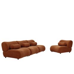 Modern L - Shaped Modular Sofa Set High Comfort Chenille Fabric, Freely Arrangeable For Living Room - Orange