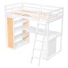 Twin Size Loft Bed With Ladder, Shelves, And Desk - White - Image 3