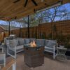 Wicker Fire Pit Column With Glass Wind Guard - Dark Brown - Image 10