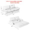 Queen Pull Out Sofa Bed, 3 In 1 Convertible Sleeper Sofa Multifunctional Velvet Loveseat Bed - Gray - Image 2