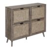 4 Door Shoe Rack, Freestanding Modern Shoe Storage Cabinet, For Entryway - Dark Gray - Image 9