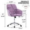 Ergonomic Swivel Office Chair, Comfortable Backrest Seat, Velvet, Adjustable For Home And Bedroom - Lilac - Image 3