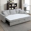 Connie - Boucle Sleeper Sectional Sofa With 2 Toss Pillows - Beige - Image 8