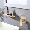 Modern Wall Mount Bathtub Faucet Single Handle With Waterfall Tub Spout And Rough - Brushed Gold - Image 3