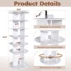 6 Tier Spinning Shoe Rack, Free Standing 360° Revolving Shoe Organizer - White - Image 6