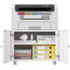 Office Furniture Copier Cabinet 2 Door Steel Copier Stand Mobile Pedestal File Printer Stand - White - Image 7
