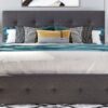 Queen Size Upholstered Platform Bed With 2 Drawers And 1 Twin Long Trundle - Dark Gray - Image 22
