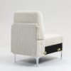 Modular Sectional Sofa Armless Seat Module, Corduroy Sectional Couch, Single Couch Modular Armless Accent Chair With Back Cushion - Beige - Image 5