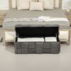 Stylish Storage Ottoman Bench With Safety Hinge For Living Room & Bedroom - Dark Gray - Image 6