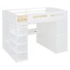 Full Size Loft Bed With Desk, Wardrobes, 4 Drawers And 4 Shelves - White - Image 17