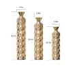 Metal Decorative Vase High Distress Metal Center Vase With 3D Triangle Pattern, (Set of 3) Vases For Home Decoration - Gold - Image 3