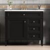 Bathroom Vanity With Top Sink, Modern Bathroom Storage Cabinet, 2 Drawers And A Tip-Out Drawer, Single Sink Bathroom Vanity - Black - Image 22