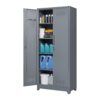 Metal Storage Cabinets, Cleaning Tool Cabinet With Locking Door, Tall Broom Tool Organizer, Large Storage Cabinet For Kitchen - Gray - Image 6