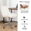 Modern Teddy Fleece Fabric Dining Chair With Chrome Legs, Soft And Comfortable - Beige - Image 6