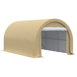 Outsunny - 10' x 16' Carport, Heavy Duty Portable Garage Storage Tent With Large Zippered Door, Anti-Uv Pe Canopy Cover For Car, Truck, Boat, Motorcycle, Bike, Garden Tools, Outdoor Work - Beige
