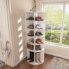 6 Tier Spinning Shoe Rack, Free Standing 360° Revolving Shoe Organizer - White - Image 7