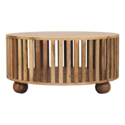 Slatted Round Coffee Table - Beige
