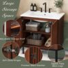 30" Vintage Bathroom Vanity With Ceramic Sink, Modern Bathroom Vanity Cabinet With 2 Soft Close Doors, Equpiied With 4 Sturdy Iron Legs - Antique Dark Brown - Image 5