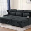 Kaden - Sleeper Sectional Sofa Chaise With Storage Arms And Cupholder - Black - Image 6