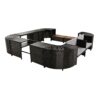 Spa Surround Spa Frame Quadrilateral Outdoor Rattan Sectional Sofa Set With Mini Sofa, Wooden Seats And Storage Spaces - Gray - Image 23