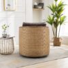 Swivel Barrel Chair, Comfy Round Accent Sofa Chair For Living Room, 360 Degree Swivel - Brown - Image 9